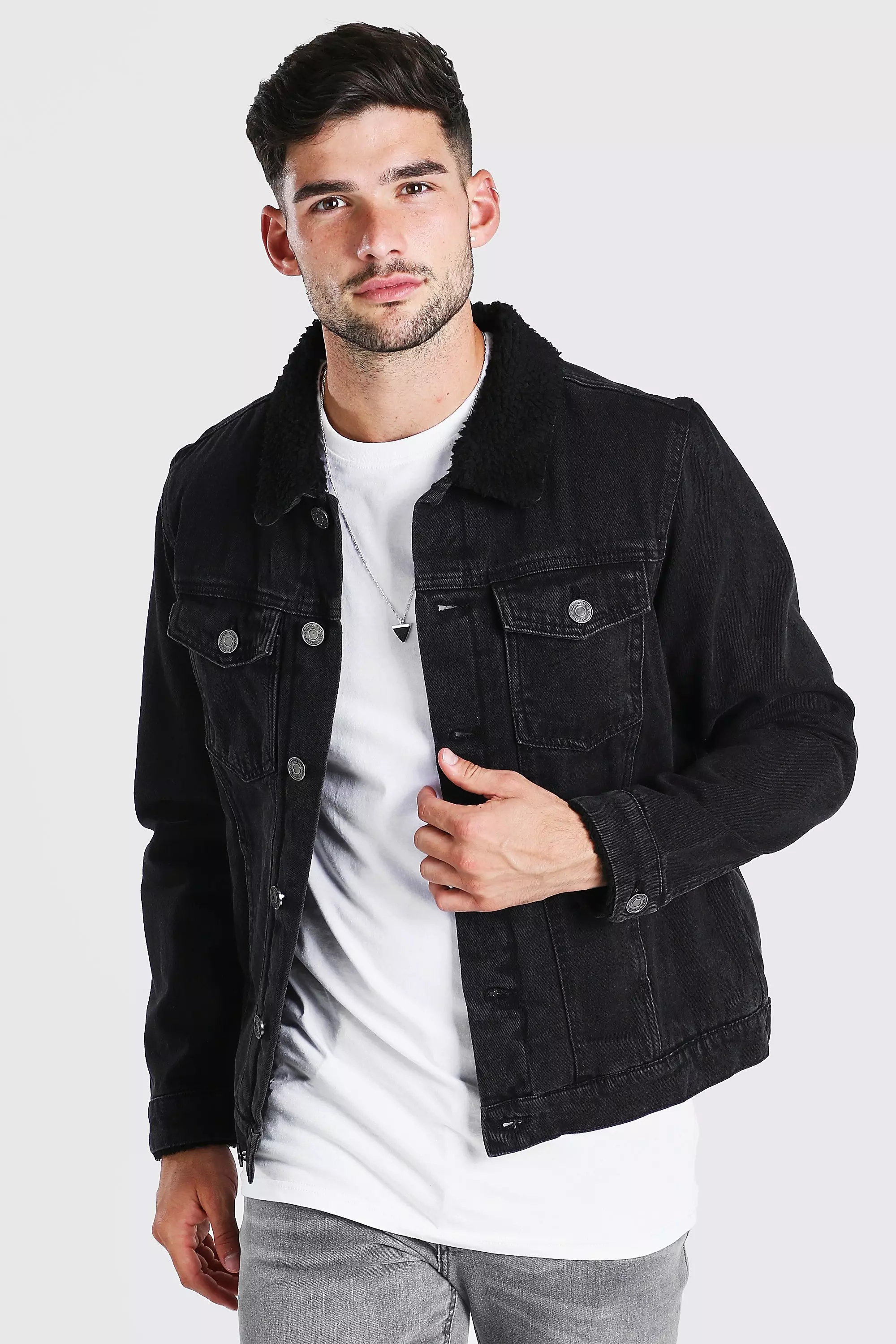 Fully borg lined sale denim jacket mens